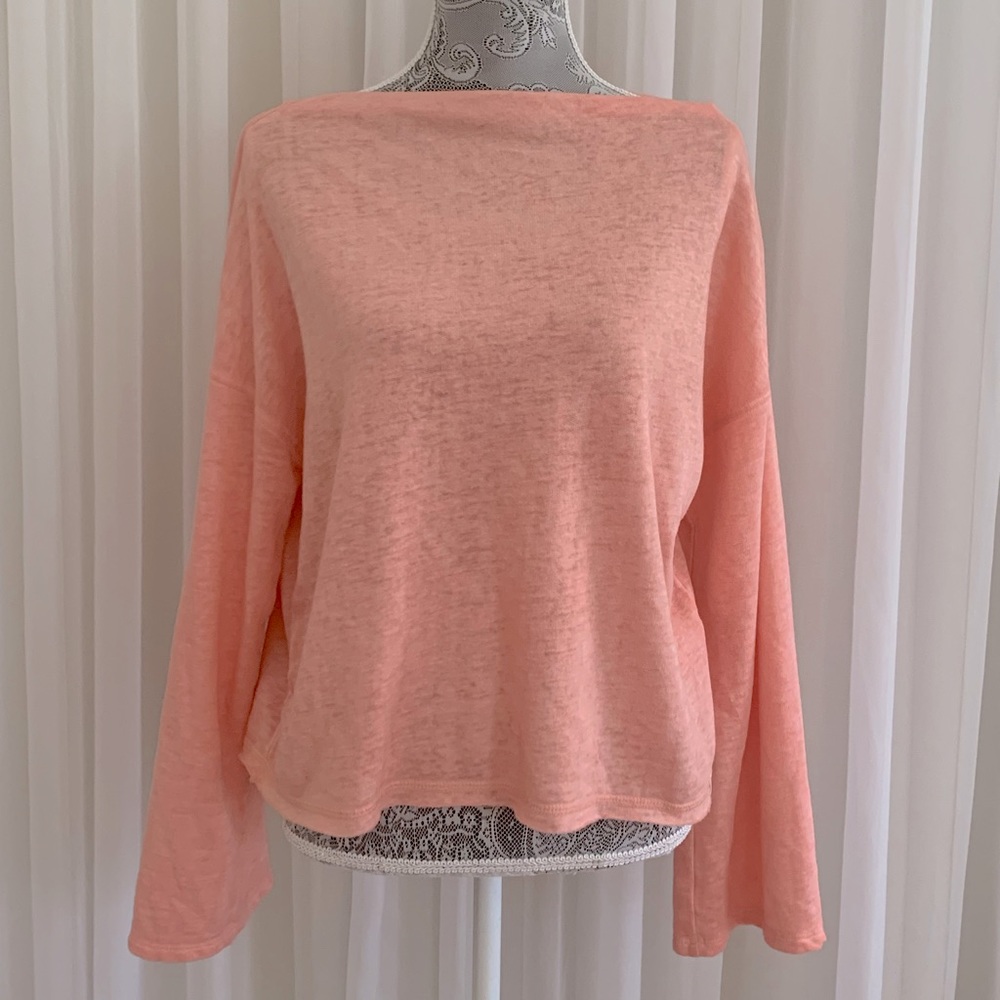 coral off-shoulder sweater